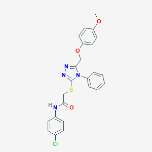 N-(4-chlorophenyl)-2-[[5-[(4-methoxyphenoxy)methyl]-4-phenyl-1,2,4-triazol-3-yl]sulfanyl]acetamide