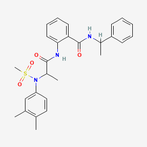 molecular formula C27H31N3O4S B4186318 2-{[N-(3,4-dimethylphenyl)-N-(methylsulfonyl)alanyl]amino}-N-(1-phenylethyl)benzamide 
