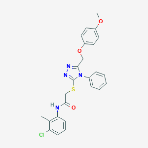 molecular formula C25H23ClN4O3S B418632 N-(3-chloro-2-methylphenyl)-2-[[5-[(4-methoxyphenoxy)methyl]-4-phenyl-1,2,4-triazol-3-yl]sulfanyl]acetamide CAS No. 332912-76-2