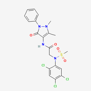 molecular formula C20H19Cl3N4O4S B4186326 N~1~-(1,5-dimethyl-3-oxo-2-phenyl-2,3-dihydro-1H-pyrazol-4-yl)-N~2~-(methylsulfonyl)-N~2~-(2,4,5-trichlorophenyl)glycinamide 
