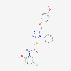 molecular formula C25H23ClN4O4S B418633 N-(5-chloro-2-methoxyphenyl)-2-[[5-[(4-methoxyphenoxy)methyl]-4-phenyl-1,2,4-triazol-3-yl]sulfanyl]acetamide CAS No. 332912-73-9