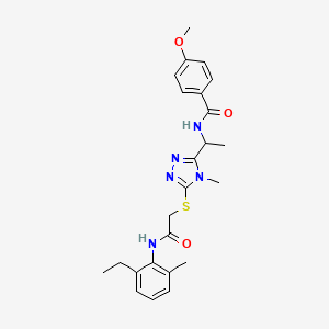 molecular formula C24H29N5O3S B4186342 N-{1-[5-({2-[(2-ethyl-6-methylphenyl)amino]-2-oxoethyl}thio)-4-methyl-4H-1,2,4-triazol-3-yl]ethyl}-4-methoxybenzamide 