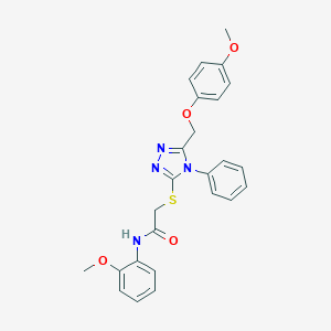 molecular formula C25H24N4O4S B418635 2-({5-[(4-methoxyphenoxy)methyl]-4-phenyl-4H-1,2,4-triazol-3-yl}sulfanyl)-N-(2-methoxyphenyl)acetamide 