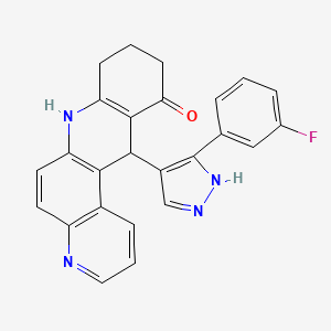 12-[3-(3-fluorophenyl)-1H-pyrazol-4-yl]-8,9,10,12-tetrahydrobenzo[b]-4,7-phenanthrolin-11(7H)-one
