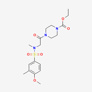 molecular formula C18H27N3O6S B4186364 ethyl 4-{N-[(4-methoxy-3-methylphenyl)sulfonyl]-N-methylglycyl}-1-piperazinecarboxylate 