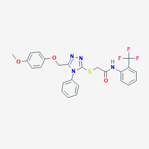 2-[[5-[(4-methoxyphenoxy)methyl]-4-phenyl-1,2,4-triazol-3-yl]sulfanyl]-N-[2-(trifluoromethyl)phenyl]acetamide