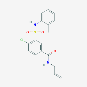 molecular formula C17H17ClN2O3S B4186376 N-allyl-4-chloro-3-{[(2-methylphenyl)amino]sulfonyl}benzamide 