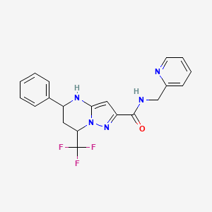 molecular formula C20H18F3N5O B4186384 5-phenyl-N-(2-pyridinylmethyl)-7-(trifluoromethyl)-4,5,6,7-tetrahydropyrazolo[1,5-a]pyrimidine-2-carboxamide 