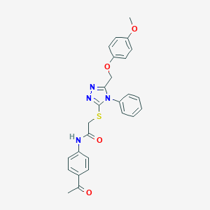 molecular formula C26H24N4O4S B418639 N-(4-acetylphenyl)-2-[[5-[(4-methoxyphenoxy)methyl]-4-phenyl-1,2,4-triazol-3-yl]sulfanyl]acetamide CAS No. 332912-72-8