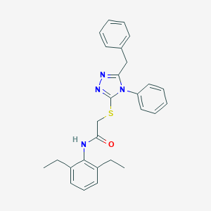 molecular formula C27H28N4OS B418641 2-((5-Benzyl-4-phenyl-4H-1,2,4-triazol-3-yl)thio)-N-(2,6-diethylphenyl)acetamide CAS No. 332912-85-3