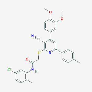 N-(5-chloro-2-methylphenyl)-2-{[3-cyano-4-(3,4-dimethoxyphenyl)-6-(4-methylphenyl)-2-pyridinyl]sulfanyl}acetamide