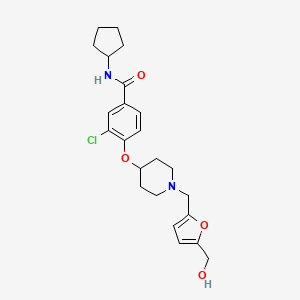 molecular formula C23H29ClN2O4 B4186420 3-chloro-N-cyclopentyl-4-[(1-{[5-(hydroxymethyl)-2-furyl]methyl}-4-piperidinyl)oxy]benzamide 