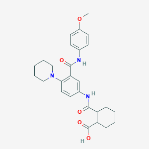 molecular formula C27H33N3O5 B4186438 2-({[3-{[(4-methoxyphenyl)amino]carbonyl}-4-(1-piperidinyl)phenyl]amino}carbonyl)cyclohexanecarboxylic acid 
