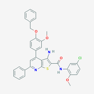 molecular formula C35H28ClN3O4S B418644 3-amino-4-(4-(benzyloxy)-3-methoxyphenyl)-N-(5-chloro-2-methoxyphenyl)-6-phenylthieno[2,3-b]pyridine-2-carboxamide 
