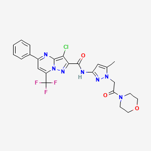 molecular formula C24H21ClF3N7O3 B4186453 3-chloro-N-{5-methyl-1-[2-(4-morpholinyl)-2-oxoethyl]-1H-pyrazol-3-yl}-5-phenyl-7-(trifluoromethyl)pyrazolo[1,5-a]pyrimidine-2-carboxamide 