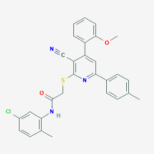 molecular formula C29H24ClN3O2S B418646 N-(5-chloro-2-methylphenyl)-2-{[3-cyano-4-(2-methoxyphenyl)-6-(4-methylphenyl)-2-pyridinyl]sulfanyl}acetamide 