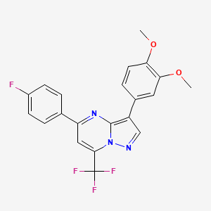 molecular formula C21H15F4N3O2 B4186467 3-(3,4-dimethoxyphenyl)-5-(4-fluorophenyl)-7-(trifluoromethyl)pyrazolo[1,5-a]pyrimidine 