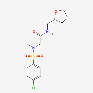 molecular formula C15H21ClN2O4S B4186483 N~2~-[(4-chlorophenyl)sulfonyl]-N~2~-ethyl-N~1~-(tetrahydro-2-furanylmethyl)glycinamide 