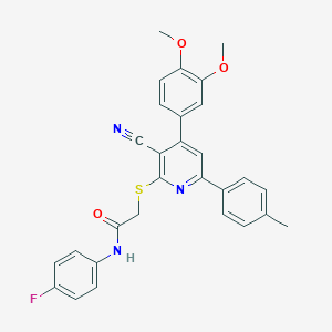 2-{[3-cyano-4-(3,4-dimethoxyphenyl)-6-(4-methylphenyl)-2-pyridinyl]sulfanyl}-N-(4-fluorophenyl)acetamide