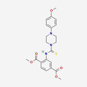 molecular formula C22H25N3O5S B4186491 dimethyl 2-({[4-(4-methoxyphenyl)-1-piperazinyl]carbonothioyl}amino)terephthalate 