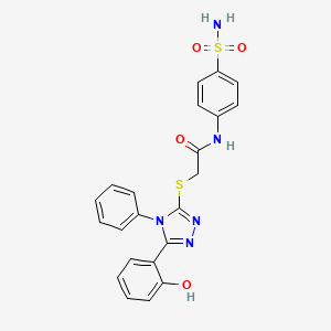 molecular formula C22H19N5O4S2 B4186494 N-[4-(aminosulfonyl)phenyl]-2-{[5-(2-hydroxyphenyl)-4-phenyl-4H-1,2,4-triazol-3-yl]thio}acetamide 