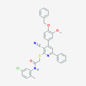 2-({4-[4-(benzyloxy)-3-methoxyphenyl]-3-cyano-6-phenyl-2-pyridinyl}sulfanyl)-N-(5-chloro-2-methylphenyl)acetamide