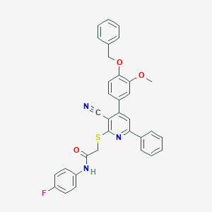 molecular formula C34H26FN3O3S B418651 2-({4-[4-(benzyloxy)-3-methoxyphenyl]-3-cyano-6-phenyl-2-pyridinyl}sulfanyl)-N-(4-fluorophenyl)acetamide 