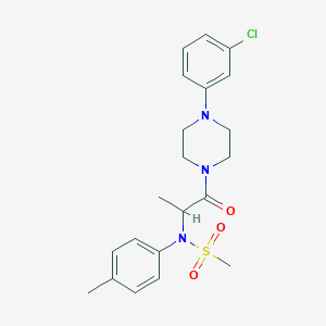 molecular formula C21H26ClN3O3S B4186519 N-{2-[4-(3-chlorophenyl)-1-piperazinyl]-1-methyl-2-oxoethyl}-N-(4-methylphenyl)methanesulfonamide 