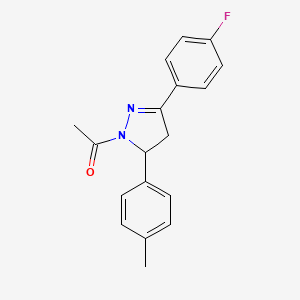 molecular formula C18H17FN2O B4186527 1-acetyl-3-(4-fluorophenyl)-5-(4-methylphenyl)-4,5-dihydro-1H-pyrazole 