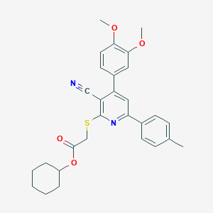 Cyclohexyl {[3-cyano-4-(3,4-dimethoxyphenyl)-6-(4-methylphenyl)-2-pyridinyl]sulfanyl}acetate