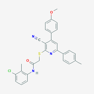 molecular formula C29H24ClN3O2S B418655 N-(3-chloro-2-methylphenyl)-2-{[3-cyano-4-(4-methoxyphenyl)-6-(4-methylphenyl)-2-pyridinyl]sulfanyl}acetamide 
