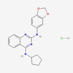 molecular formula C20H21ClN4O2 B4186558 N~2~-1,3-benzodioxol-5-yl-N~4~-cyclopentyl-2,4-quinazolinediamine hydrochloride 