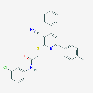 N-(3-chloro-2-methylphenyl)-2-{[3-cyano-6-(4-methylphenyl)-4-phenyl-2-pyridinyl]sulfanyl}acetamide