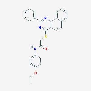molecular formula C28H23N3O2S B418658 N-(4-ethoxyphenyl)-2-[(2-phenylbenzo[h]quinazolin-4-yl)sulfanyl]acetamide 