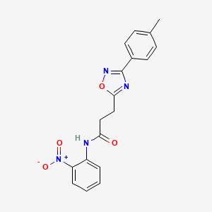 molecular formula C18H16N4O4 B4186585 3-[3-(4-methylphenyl)-1,2,4-oxadiazol-5-yl]-N-(2-nitrophenyl)propanamide 