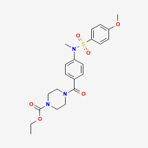molecular formula C22H27N3O6S B4186612 ethyl 4-{4-[[(4-methoxyphenyl)sulfonyl](methyl)amino]benzoyl}-1-piperazinecarboxylate 