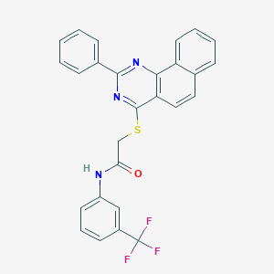 molecular formula C27H18F3N3OS B418662 2-[(2-phenylbenzo[h]quinazolin-4-yl)sulfanyl]-N-[3-(trifluoromethyl)phenyl]acetamide 