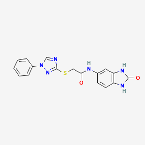 molecular formula C17H14N6O2S B4186636 N-(2-oxo-2,3-dihydro-1H-benzimidazol-5-yl)-2-[(1-phenyl-1H-1,2,4-triazol-3-yl)thio]acetamide 