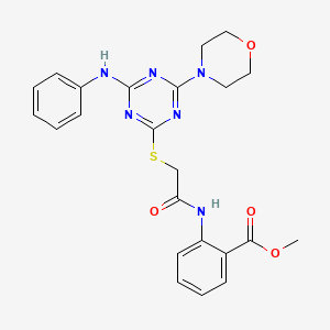 molecular formula C23H24N6O4S B4186669 methyl 2-[({[4-anilino-6-(4-morpholinyl)-1,3,5-triazin-2-yl]thio}acetyl)amino]benzoate 