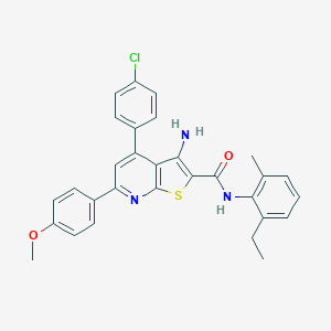 3-amino-4-(4-chlorophenyl)-N-(2-ethyl-6-methylphenyl)-6-(4-methoxyphenyl)thieno[2,3-b]pyridine-2-carboxamide