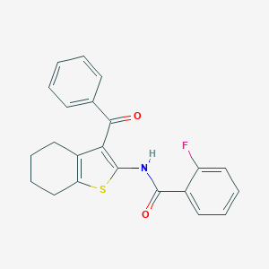 molecular formula C22H18FNO2S B418668 N-(3-benzoyl-4,5,6,7-tetrahydro-1-benzothien-2-yl)-2-fluorobenzamide 