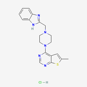 molecular formula C19H21ClN6S B4186681 4-[4-(1H-benzimidazol-2-ylmethyl)-1-piperazinyl]-6-methylthieno[2,3-d]pyrimidine hydrochloride 