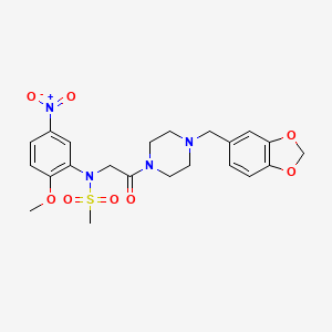 molecular formula C22H26N4O8S B4186699 N-{2-[4-(1,3-benzodioxol-5-ylmethyl)-1-piperazinyl]-2-oxoethyl}-N-(2-methoxy-5-nitrophenyl)methanesulfonamide 