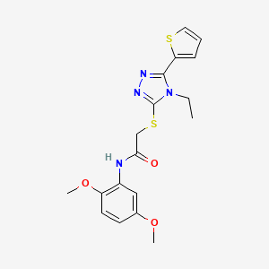 molecular formula C18H20N4O3S2 B4186707 N-(2,5-dimethoxyphenyl)-2-{[4-ethyl-5-(2-thienyl)-4H-1,2,4-triazol-3-yl]thio}acetamide 