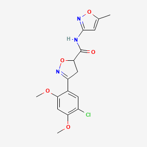 molecular formula C16H16ClN3O5 B4186740 3-(5-chloro-2,4-dimethoxyphenyl)-N-(5-methyl-3-isoxazolyl)-4,5-dihydro-5-isoxazolecarboxamide 