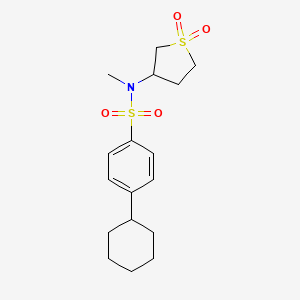 molecular formula C17H25NO4S2 B4186745 4-cyclohexyl-N-(1,1-dioxidotetrahydro-3-thienyl)-N-methylbenzenesulfonamide 