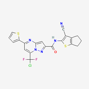 molecular formula C20H12ClF2N5OS2 B4186767 7-[chloro(difluoro)methyl]-N-(3-cyano-5,6-dihydro-4H-cyclopenta[b]thien-2-yl)-5-(2-thienyl)pyrazolo[1,5-a]pyrimidine-2-carboxamide 