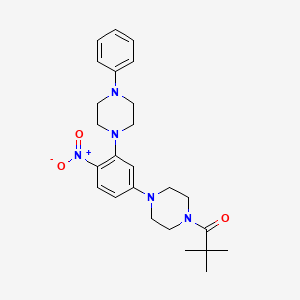 molecular formula C25H33N5O3 B4186771 1-(2,2-dimethylpropanoyl)-4-[4-nitro-3-(4-phenyl-1-piperazinyl)phenyl]piperazine 