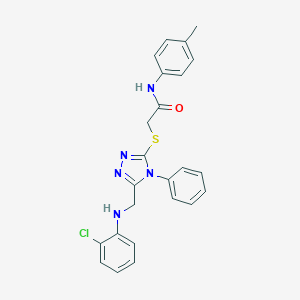 molecular formula C24H22ClN5OS B418678 2-({5-[(2-chloroanilino)methyl]-4-phenyl-4H-1,2,4-triazol-3-yl}sulfanyl)-N-(4-methylphenyl)acetamide 