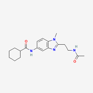 molecular formula C19H26N4O2 B4186781 N-{2-[2-(acetylamino)ethyl]-1-methyl-1H-benzimidazol-5-yl}cyclohexanecarboxamide 